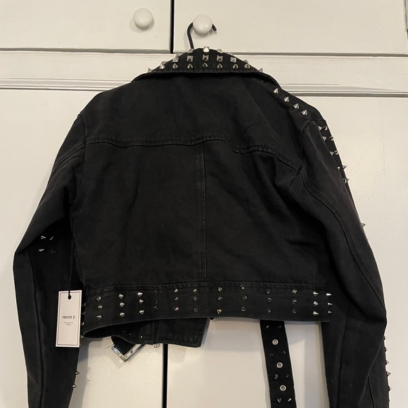 Studded Denim Moto Jacket - Picture 2 of 2